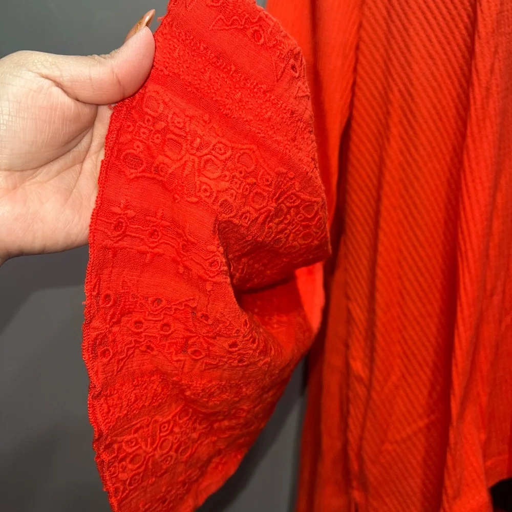 𐙚⋆˚✿˖° Boho Red Lace-Trimmed Top 𐙚⋆˚✿˖° - Picture 6 of 8
